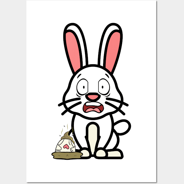 Funny Bunny steps on a dirty diaper Wall Art by Pet Station